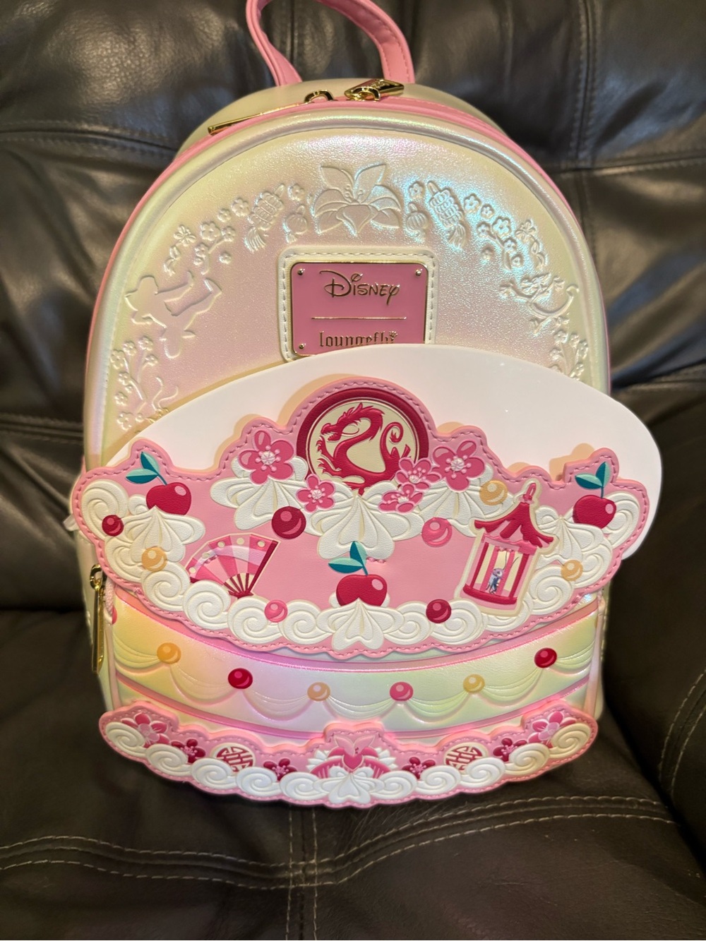 Loungefly Iridescent Pink & Cream Mulan Cake  Mini Backpack